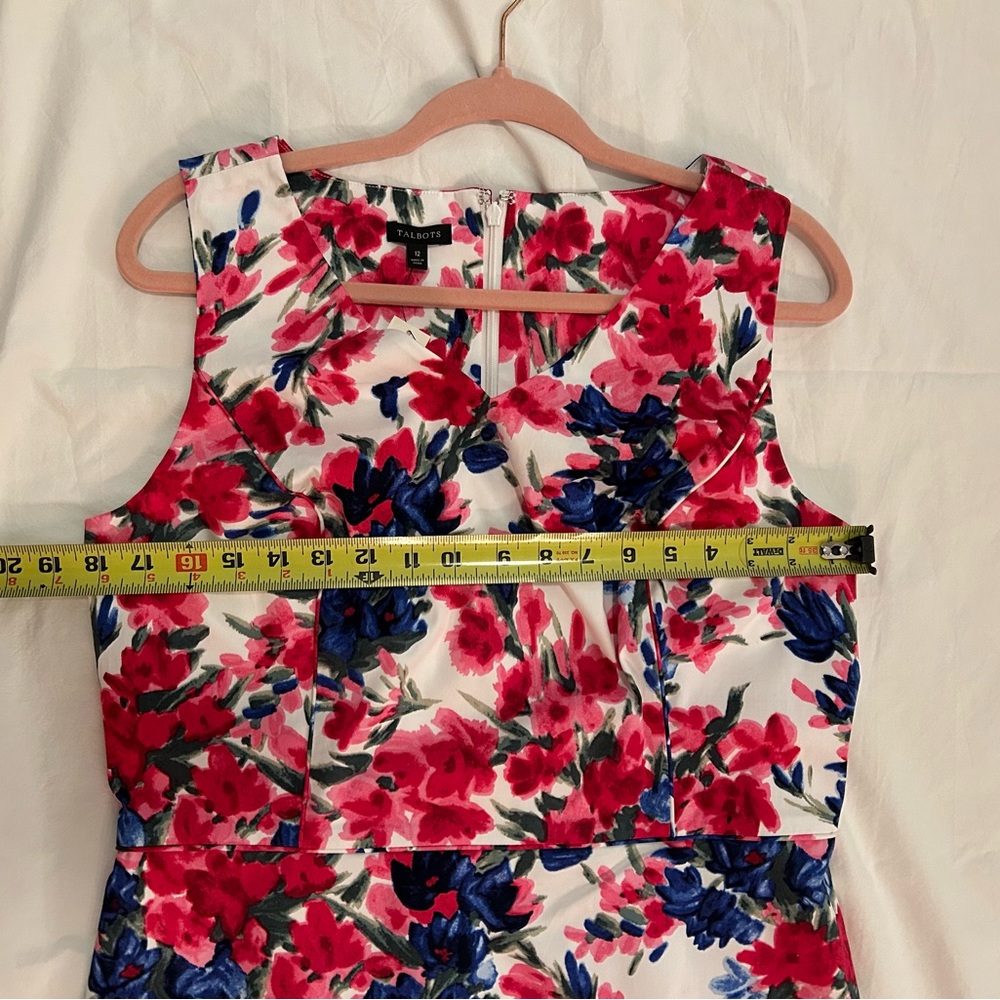 Talbots Dress Womens 12 Pink Blue Floral Sleeveless Sheath Lined Cottagecore NWT - Picture 6 of 12